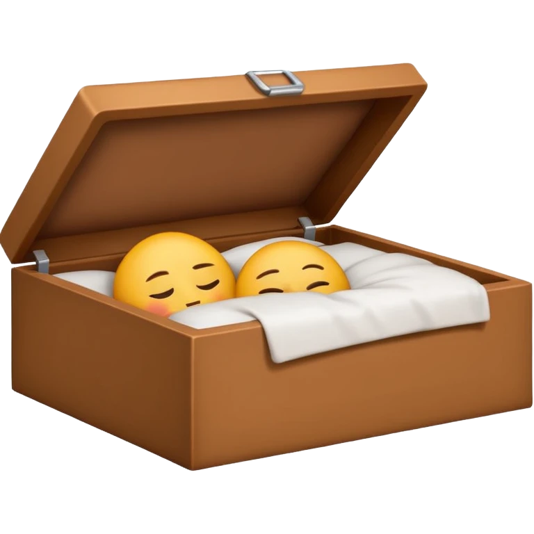 emoji of sleeping box, box is brown colored, open and empty, with a Zzz emoji