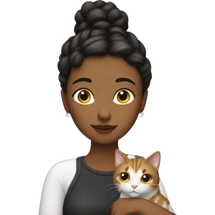 woman with a cat in love emoji