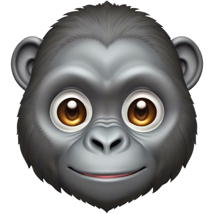 Cinematic Cute Gorilla Portrait Emoji, Head tilted playfully and inquisitively, with a robust, endearingly soft face accented by tender fur and round, sparkling eyes full of warmth, Simplified yet irresistibly adorable features, highly detailed, glowing with a warm, friendly jungle glow, high shine, affectionate and lively, stylized with a touch of whimsical charm, soft glowing outline, capturing the essence of a mischievous yet loving gorilla that feels like it could lumber out of the screen into your arms! emoji
