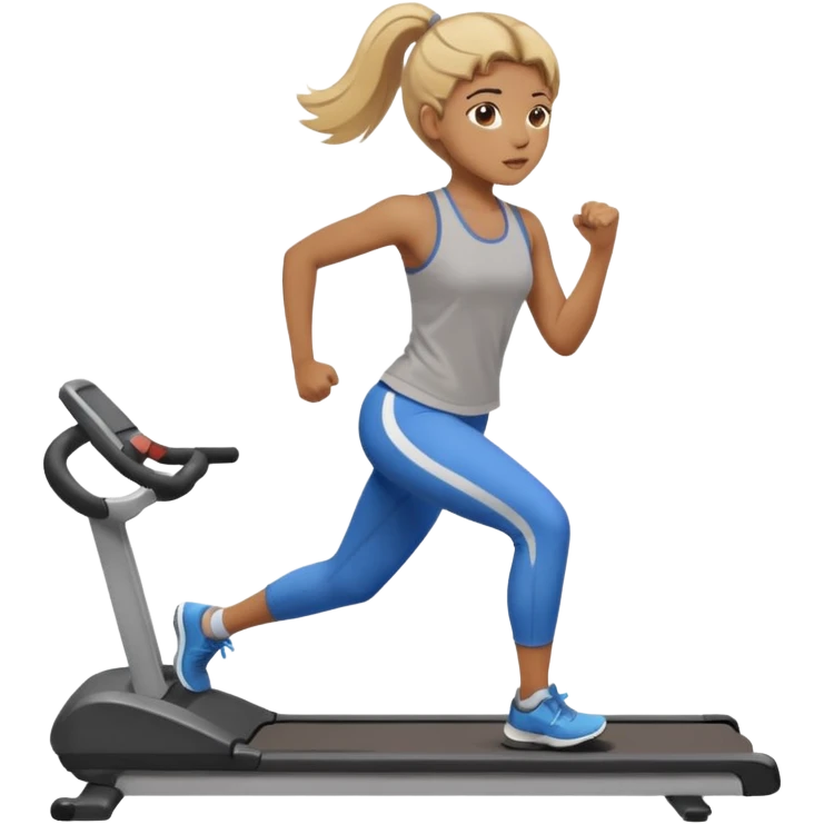 light brown skin girl with medium blonde hair and ash highlights, exercising, minimalistic background emoji