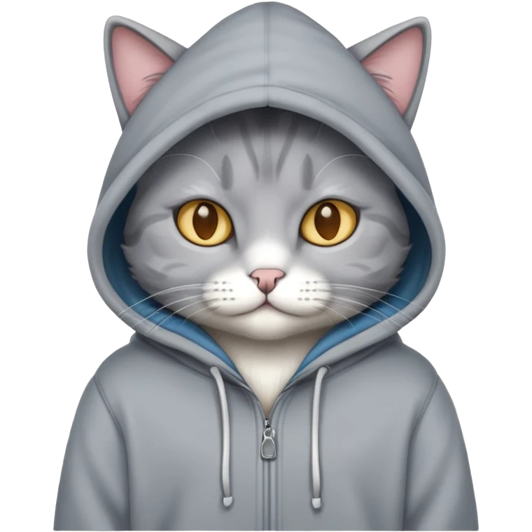 cat grey with hoodie  emoji