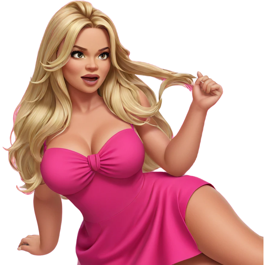 blonde girl in pink dress emoji