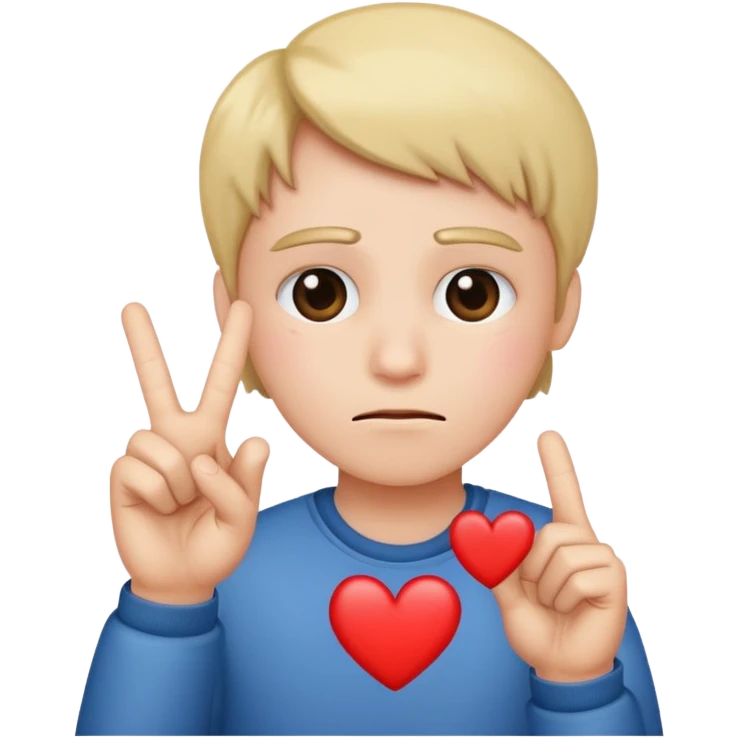 Frown face with 2 fingers making a heart emoji