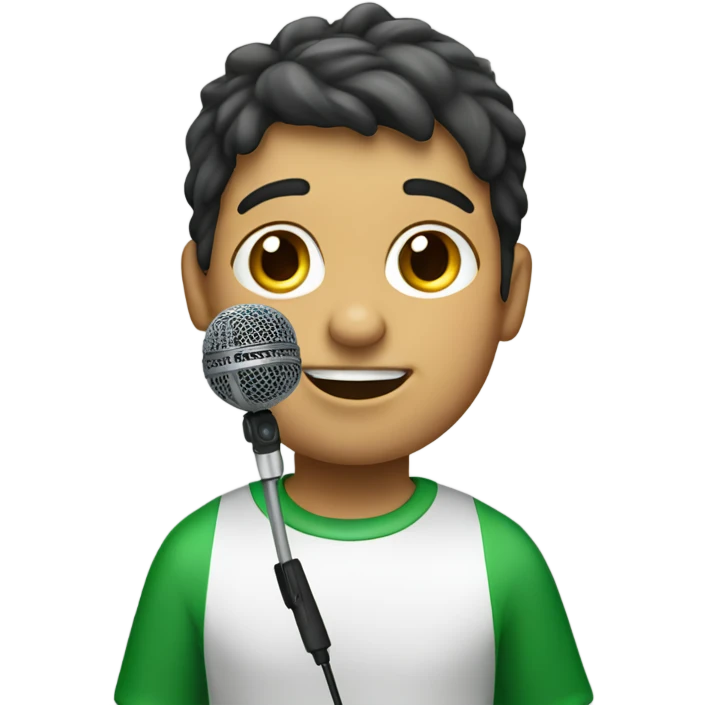 Disabled Italian boy with a microphone emoji