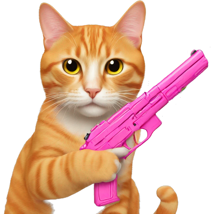 Orange cat with pink gun  emoji