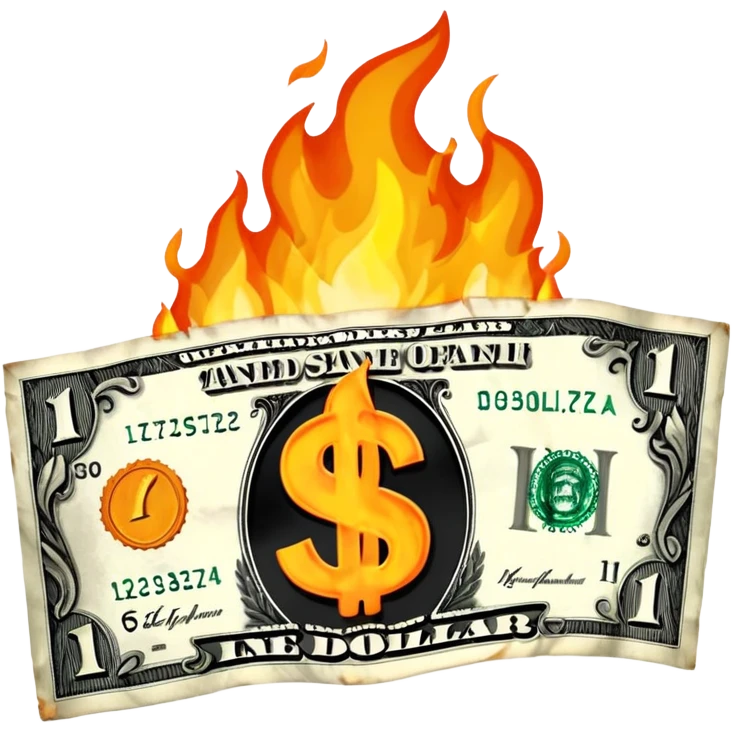 burning one money emoji