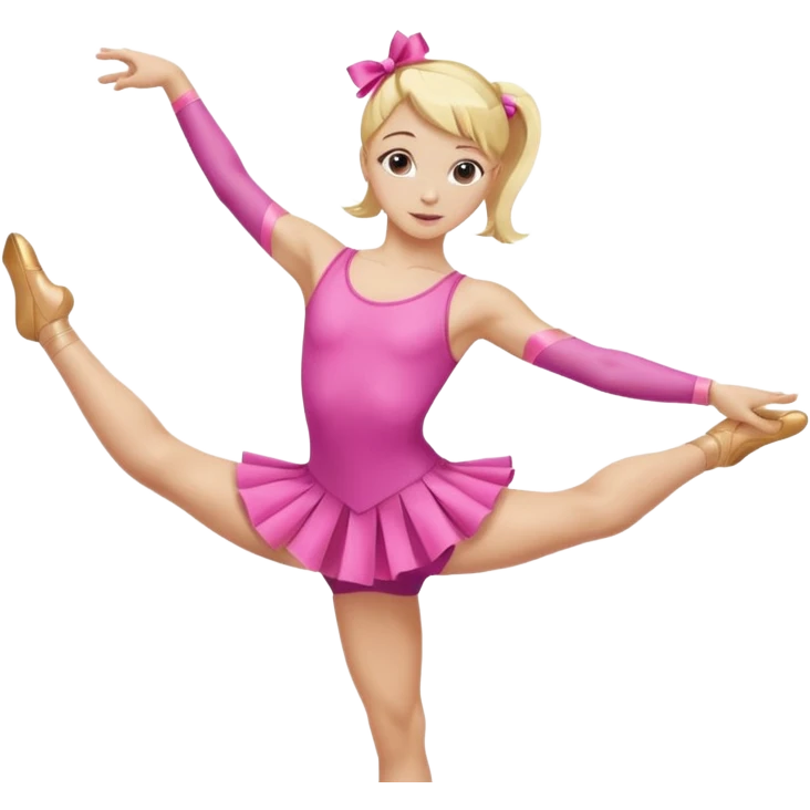 pink dancer-gymnast with blonde hair, ribbon twirling emoji