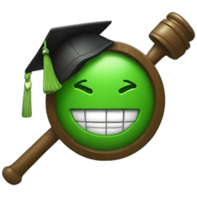 Green judge with hammer emoji