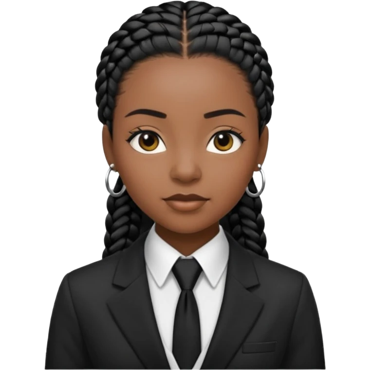 cornrows black haired black woman with tie and blazer emoji