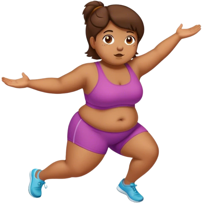 Chubby Brown girl brown hair exercising  emoji