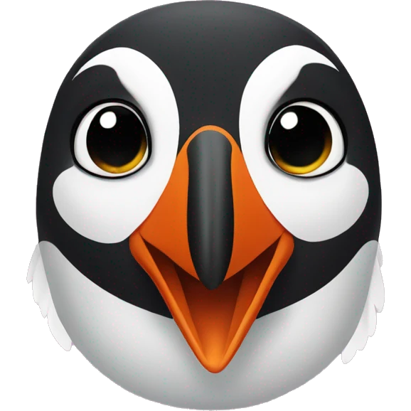 A puffin with kawaii eyes emoji