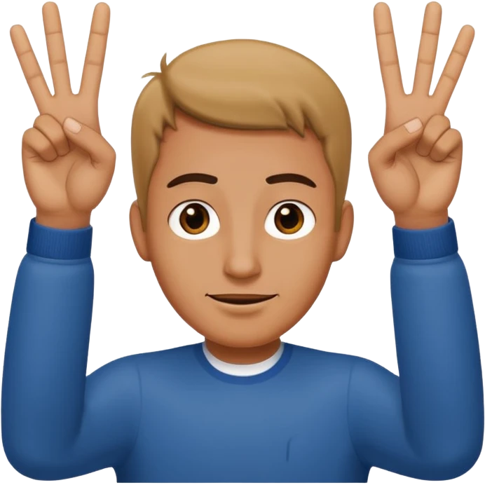 A guy holding up four fingers with both hands  emoji