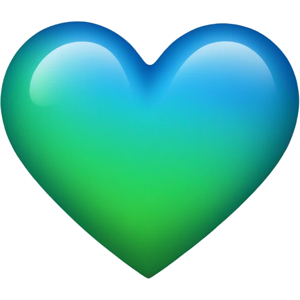 Heart that sides are blue and middle part goes green gradiently emoji