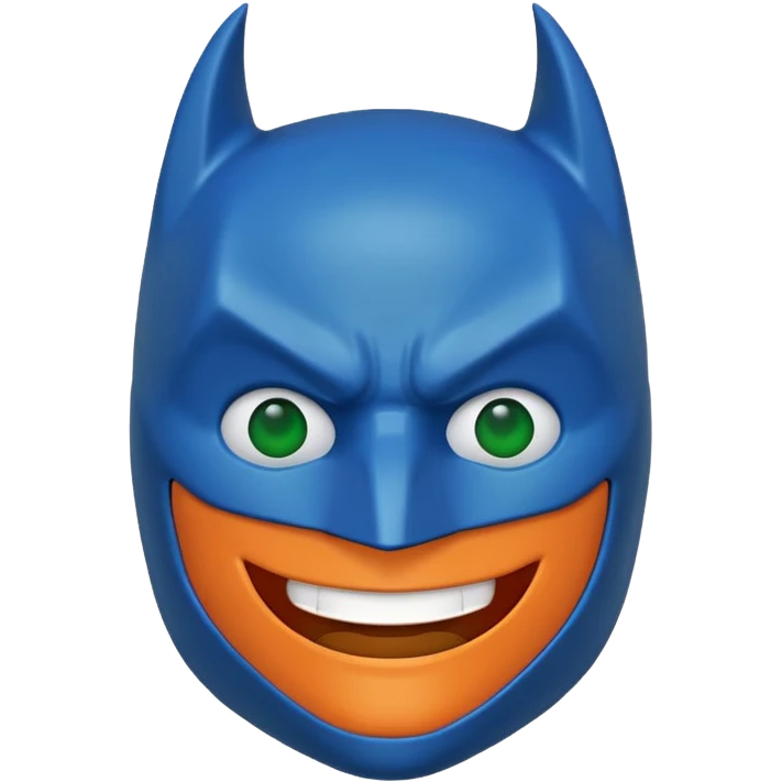 batman emoji in blue, orange and green color emoji