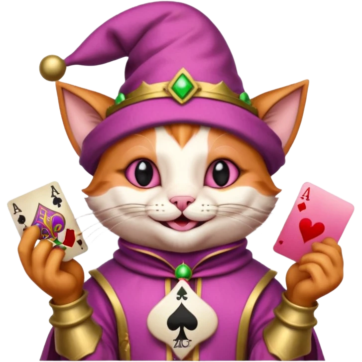 court jester cat medieval, poker card ace, pink emoji