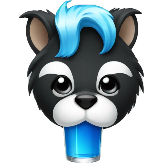 Skunk with a blue Powerade hungover emoji