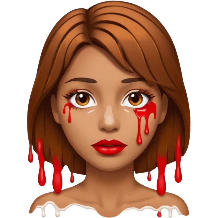 Brown Hair, Woman, white paint drip, face, hot, Sexy, lips emoji