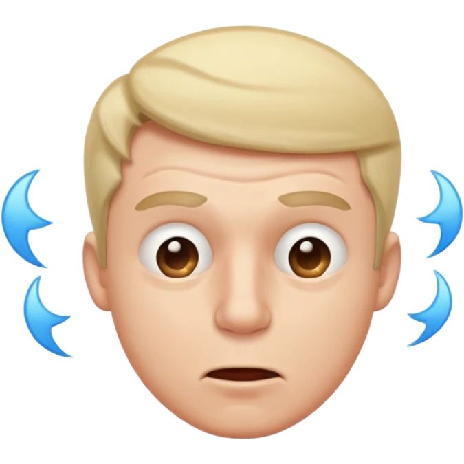 A male squinting his eyes but the mouth is blowing out emoji