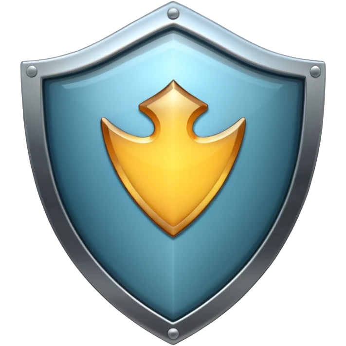 metal shield with glossy reflective surface, emoji
