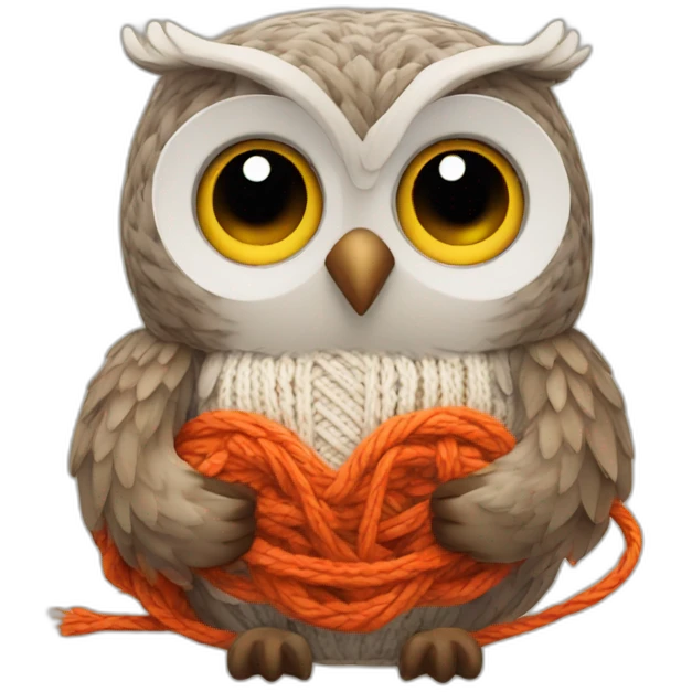 Owl knitting emoji