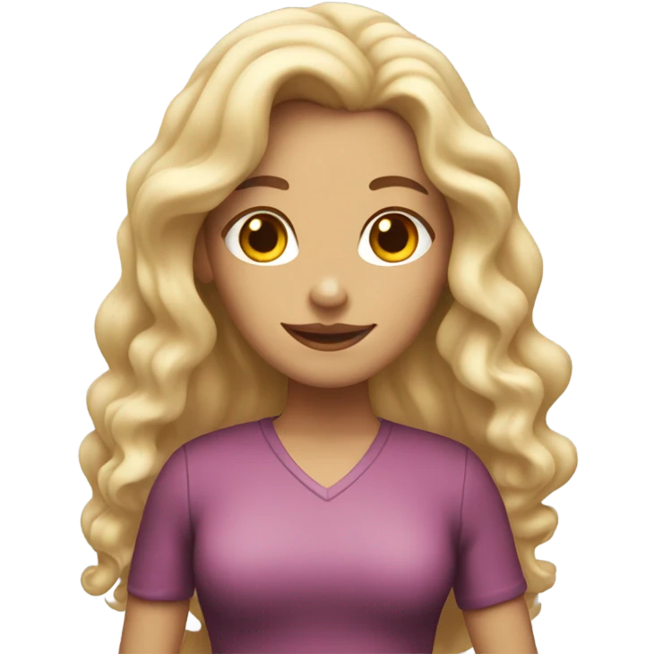 White woman, long hair, blonde hair, wavy hair, holding birthday cake emoji