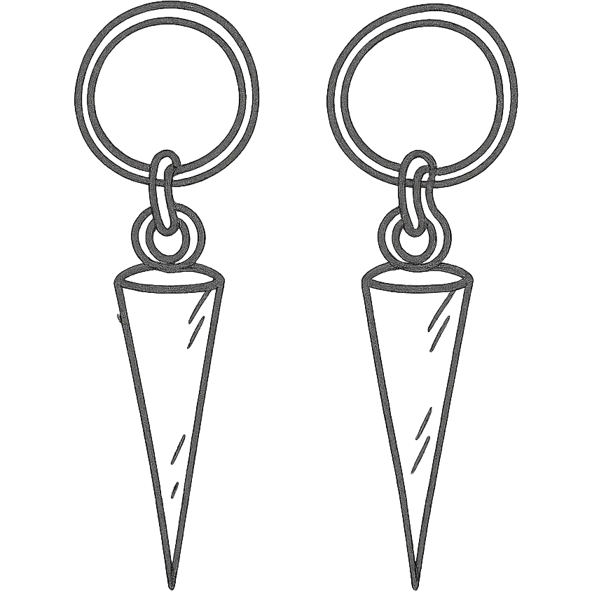 goth earrings, black spike, minimalist punk gothic emoji