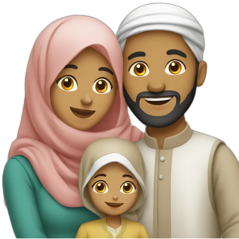 muslim family taking picture emoji