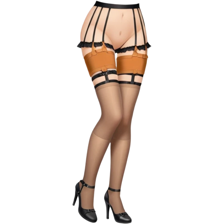 Lacey thigh high with garter belt nude color emoji