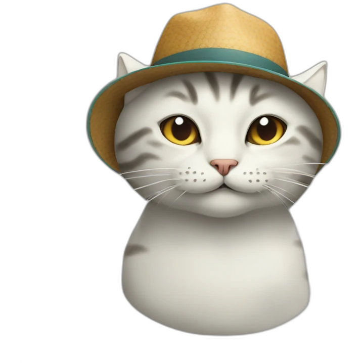 cat with a hat that looks like a fish emoji