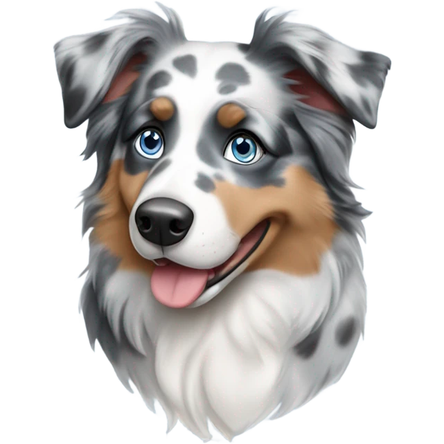 Blue Merle Australian Shepherd with blue eyes emoji