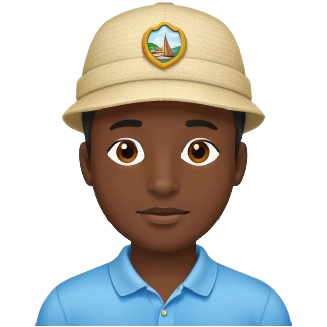 hombre negro con sombrero de turista y camiseta polo  emoji