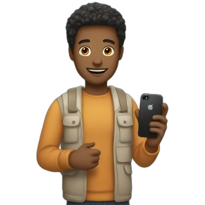 A guy holding an iPhone emoji
