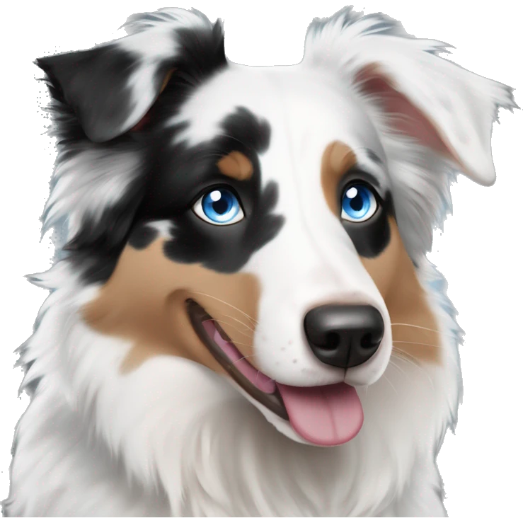 Double Merle Australian shepherd blue eyes and black eyeshadow emoji