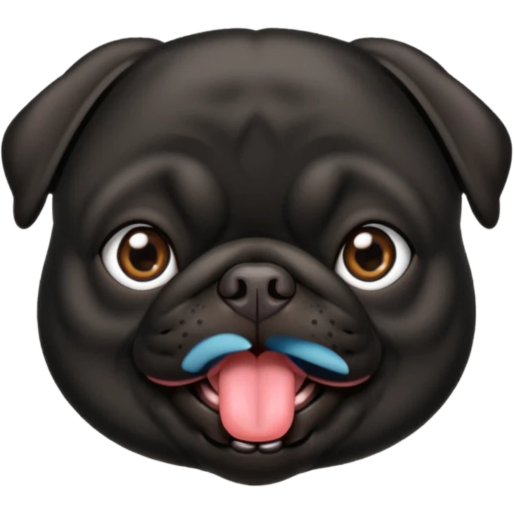 black pug with tongue out emoji