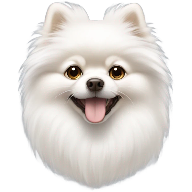 Fluffy white Pomeranian with brown ears emoji
