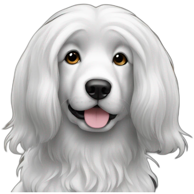 black and white long hair dog emoji