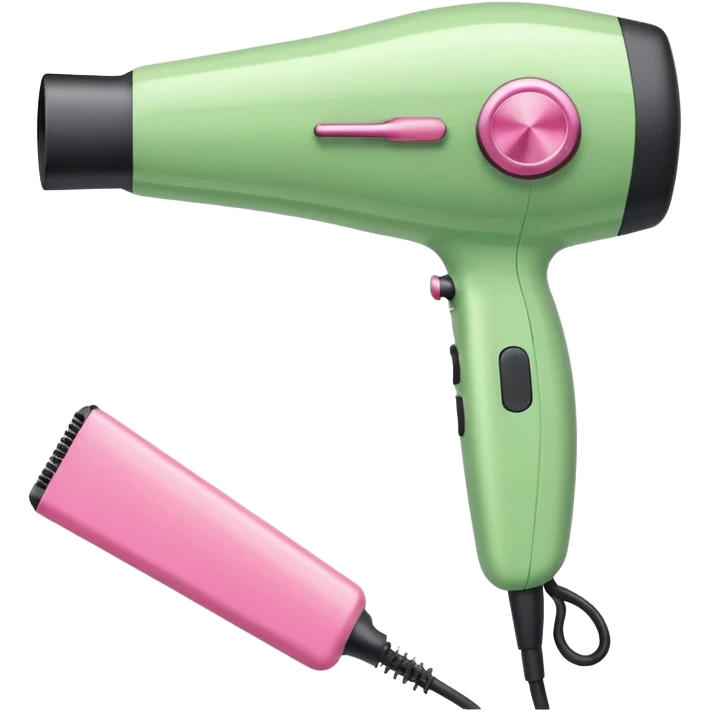 light green and pink hairdryer and straightener emoji