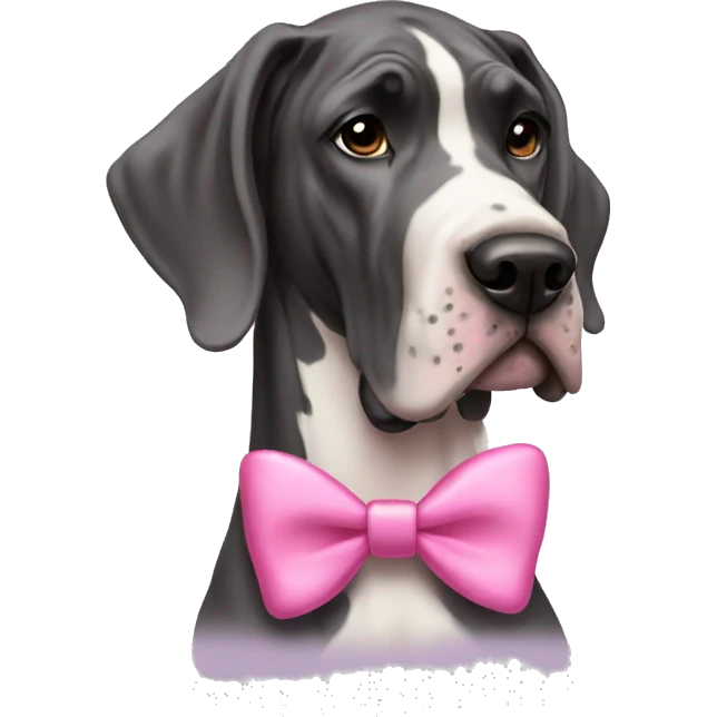 Great Dane with a pink bow  emoji