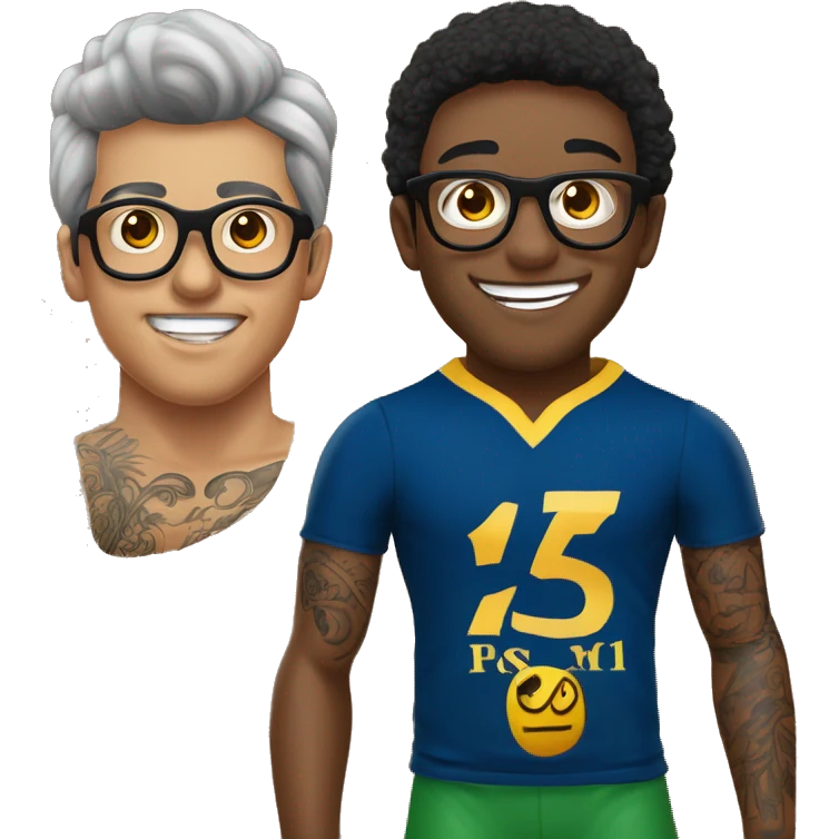 faça um rapaz de 17 anos moreno, pele parda, bigodinho fininho, com tatuagem de aranha no pescoço usando oculos juliete e fumando emoji