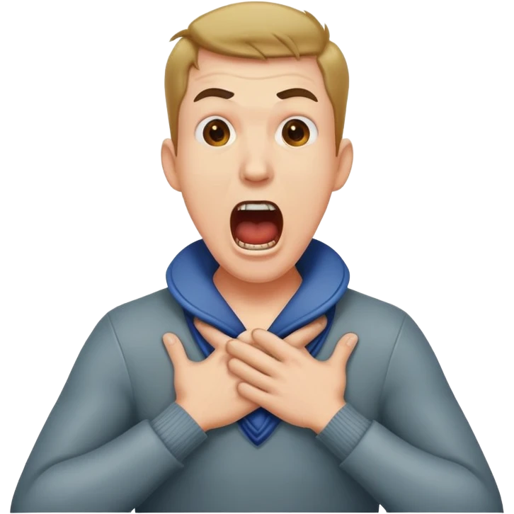 man with hands around neck while screaming  emoji