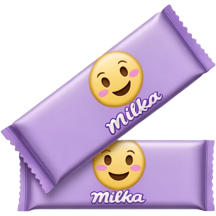 emoji style flat illustration, pastel lilac Milka chocolate bar, beige pink yellow accent tones, light grain, no background, pinterest sticker aesthetic emoji