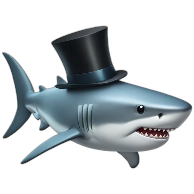 Shark with a top hat emoji