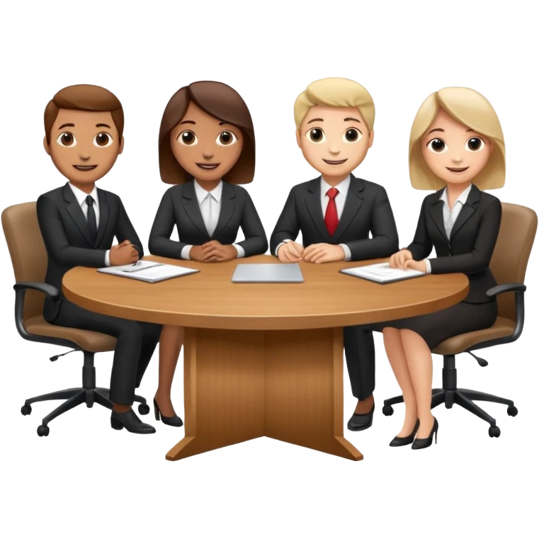 mesa de reunion de trabajo con cuatro personas emoji