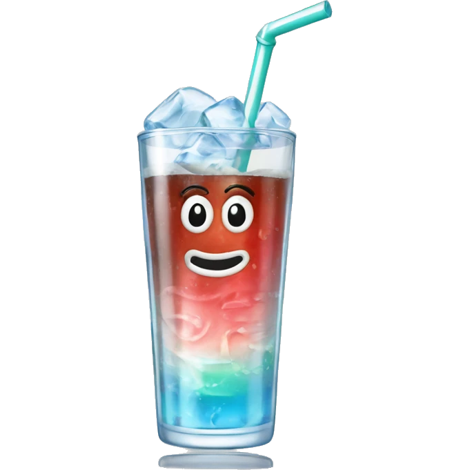 Fountain soda drink in large glass with ice and straw emoji