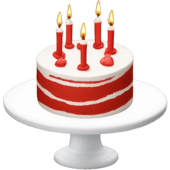 Red and white birthday cake emoji