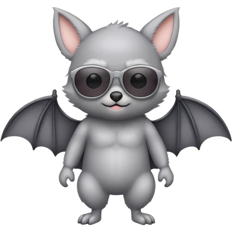 cute gray pastel bat with sunglasses, full body emoji