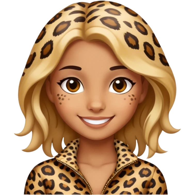 smiling girl in leopard print emoji