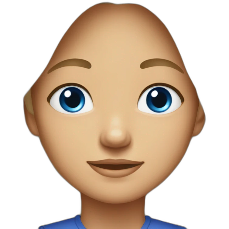 Blue eyes long curry hair, hate children, seldom smile, tall and thin, traditional young lady emoji