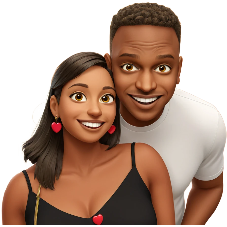 smiling couple with heart earrings emoji