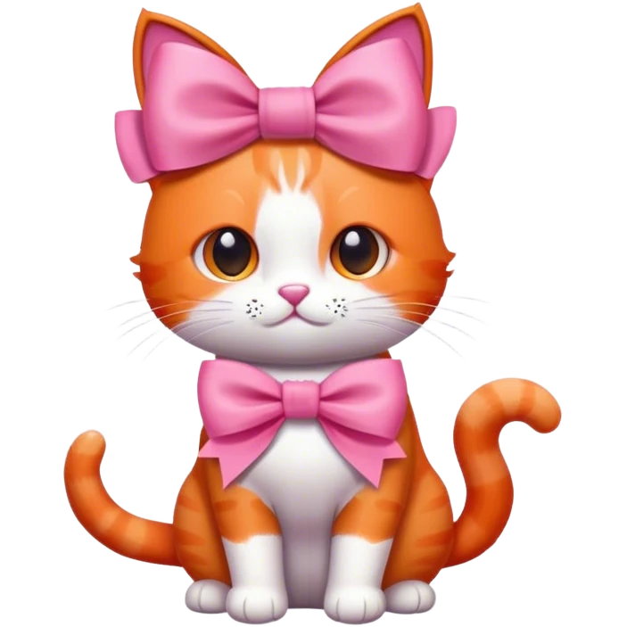 orange cat with a pink bow  emoji